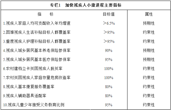 專欄1加快殘疾人小康進(jìn)程主要指標(biāo)