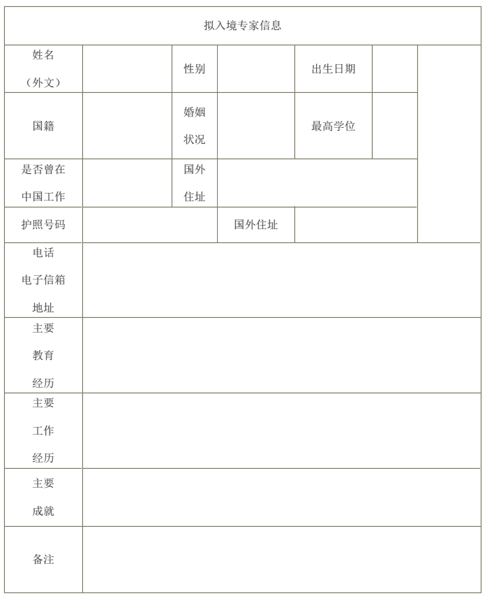 《外國(guó)專家來(lái)華邀請(qǐng)函》申請(qǐng)表2